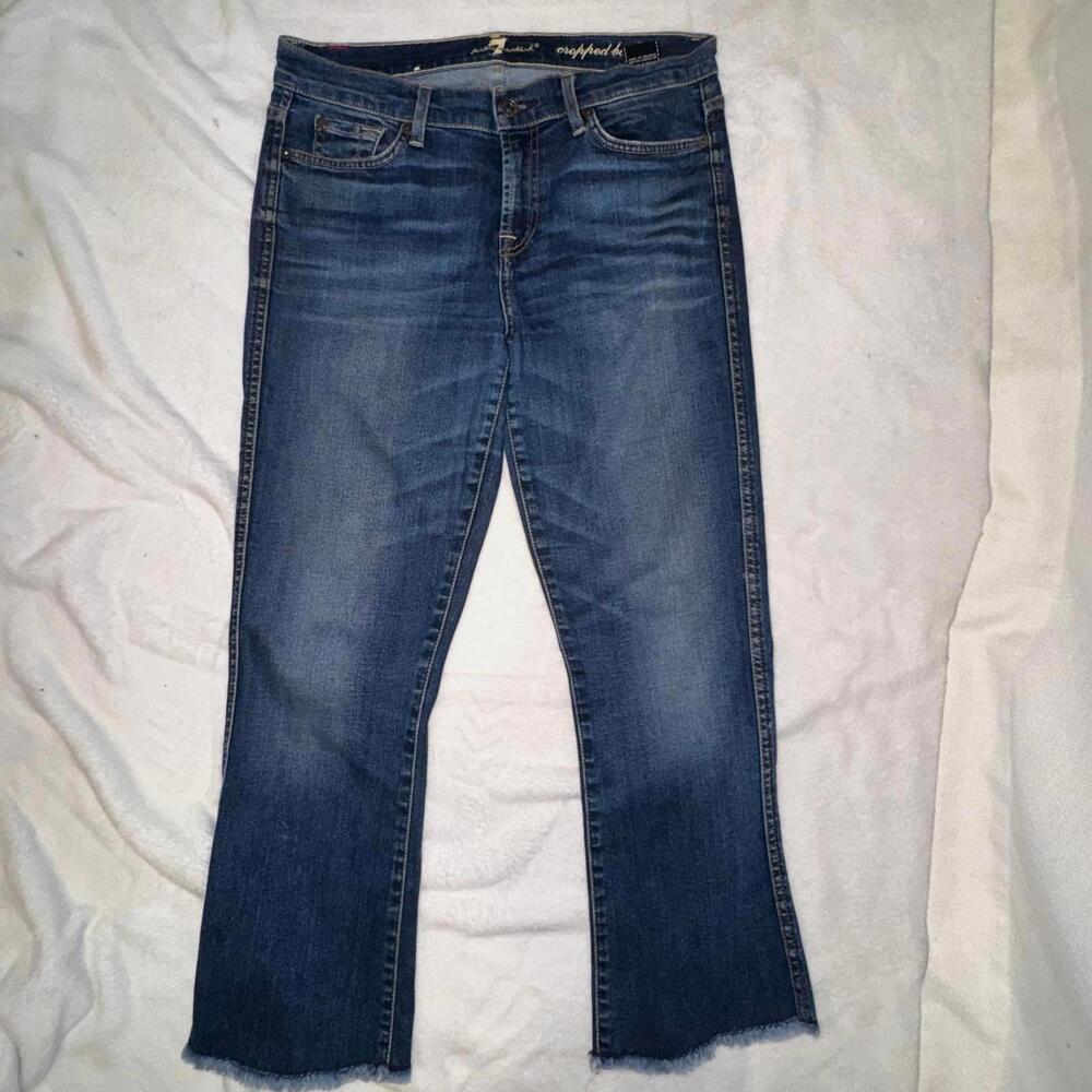 7 For All Mankind Jeans Women Cropped Boot Denim Dark‎ Wash Size 29 Bootcut